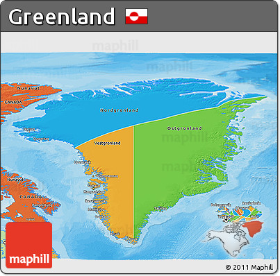 Political 3D Map of Greenland