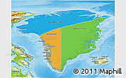 Political 3D Map of Greenland, physical outside