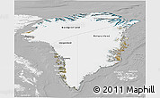 Satellite 3D Map of Greenland, lighten, desaturated