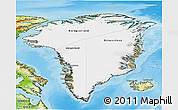 Satellite 3D Map of Greenland, physical outside
