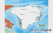 Satellite 3D Map of Greenland, political outside