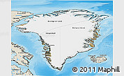 Satellite 3D Map of Greenland, shaded relief outside