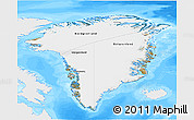 Satellite 3D Map of Greenland, single color outside, bathymetry sea