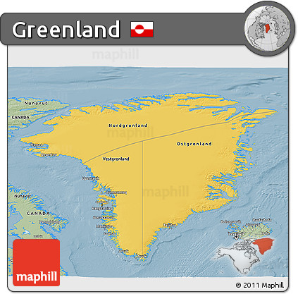 Savanna Style 3D Map of Greenland