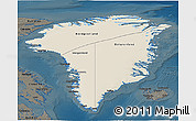 Shaded Relief 3D Map of Greenland, darken