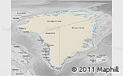 Shaded Relief 3D Map of Greenland, desaturated