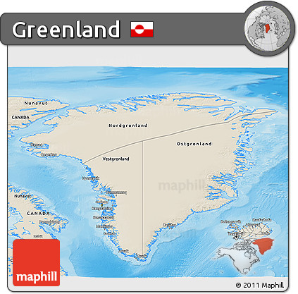 Shaded Relief 3D Map of Greenland