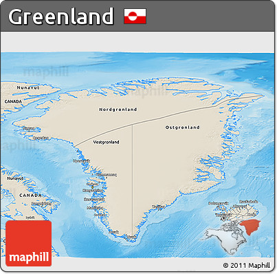 Shaded Relief 3D Map of Greenland