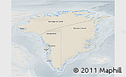 Shaded Relief 3D Map of Greenland, lighten, semi-desaturated