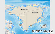 Shaded Relief 3D Map of Greenland, semi-desaturated, land only