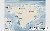 Shaded Relief 3D Map of Greenland, semi-desaturated