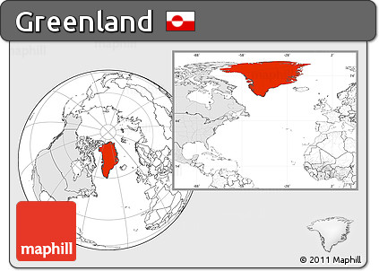 Blank Location Map of Greenland, highlighted continent