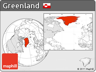 Blank Location Map of Greenland, highlighted continent