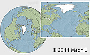 Blank Location Map of Greenland, savanna style outside, hill shading outside