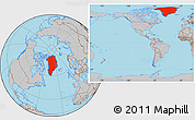 Gray Location Map of Greenland, within the entire continent