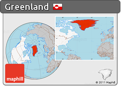 Gray Location Map of Greenland, highlighted continent