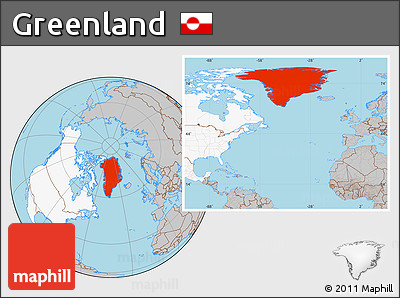 Gray Location Map of Greenland, highlighted continent