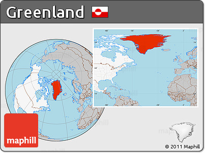 Gray Location Map of Greenland, highlighted continent