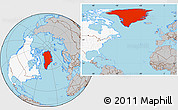 Gray Location Map of Greenland, highlighted continent