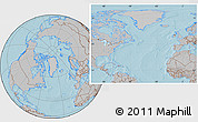 Gray Location Map of Greenland, hill shading outside