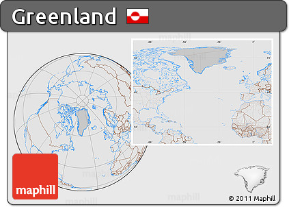 Gray Location Map of Greenland, lighten, desaturated