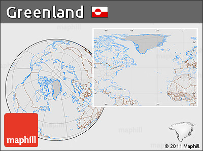 Gray Location Map of Greenland, lighten, desaturated