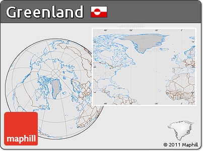 Gray Location Map of Greenland, lighten, desaturated