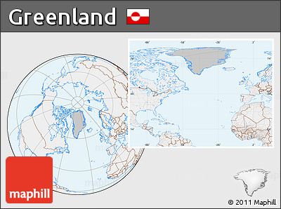 Gray Location Map of Greenland, lighten