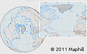 Gray Location Map of Greenland, lighten, hill shading