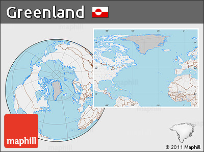 Gray Location Map of Greenland, lighten, land only