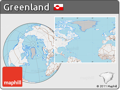 Gray Location Map of Greenland, lighten, land only