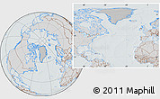 Gray Location Map of Greenland, lighten, semi-desaturated, hill shading