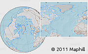 Gray Location Map of Greenland, lighten, semi-desaturated, land only, hill shading