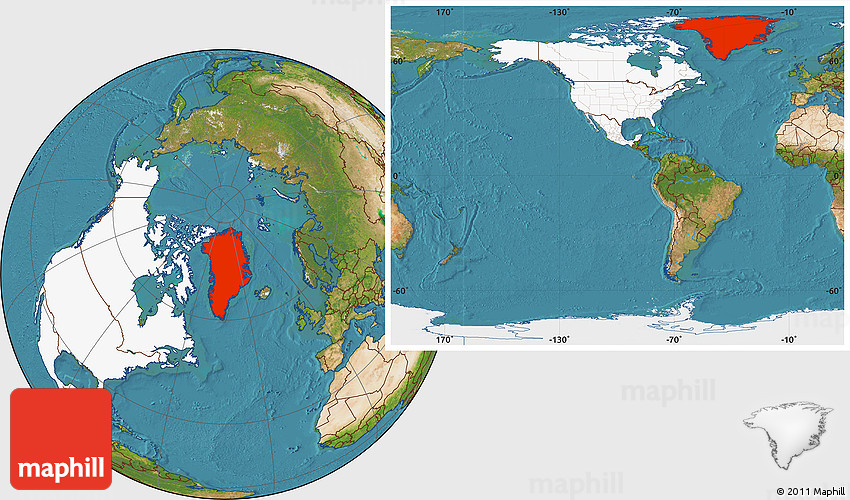 Satellite Location Map of Greenland, highlighted continent, within the ...