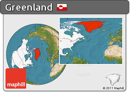 Satellite Location Map of Greenland, highlighted continent