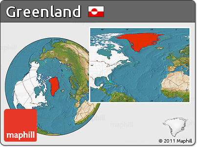 Satellite Location Map of Greenland, highlighted continent