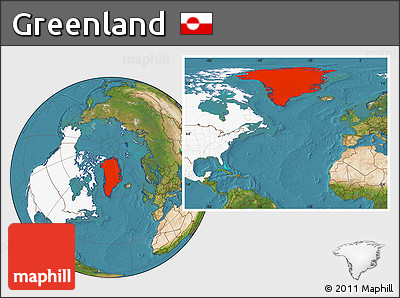 Satellite Location Map of Greenland, highlighted continent