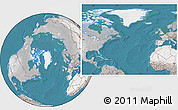 Satellite Location Map of Greenland, lighten, desaturated, land only