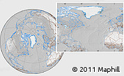 Satellite Location Map of Greenland, lighten, desaturated