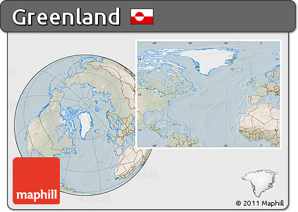 Satellite Location Map of Greenland, lighten