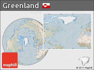 Satellite Location Map of Greenland, lighten