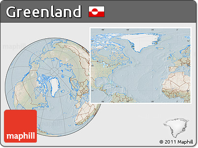 Satellite Location Map of Greenland, lighten