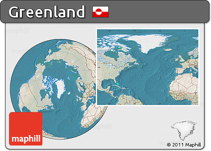 Satellite Location Map of Greenland, lighten, land only
