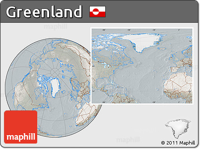 Satellite Location Map of Greenland, lighten, semi-desaturated