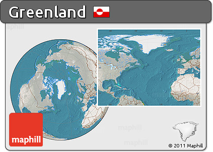 Satellite Location Map of Greenland, lighten, semi-desaturated, land only