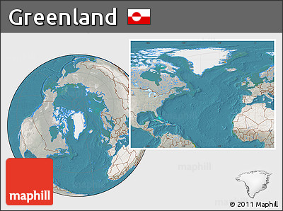 Satellite Location Map of Greenland, lighten, semi-desaturated, land only