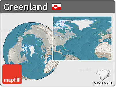 Satellite Location Map of Greenland, lighten, semi-desaturated, land only