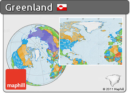 Satellite Location Map of Greenland, political outside