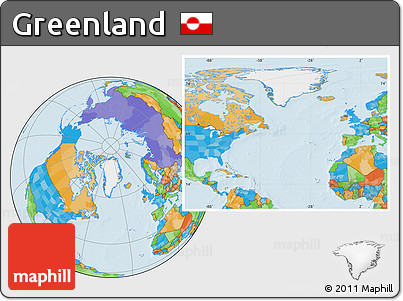 Satellite Location Map of Greenland, political outside