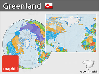 Satellite Location Map of Greenland, political outside